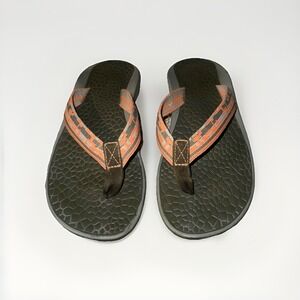 Chaco Women's Flip Flop Sandals Size 7 Orange Gray Webbing Strap Comfort Casual